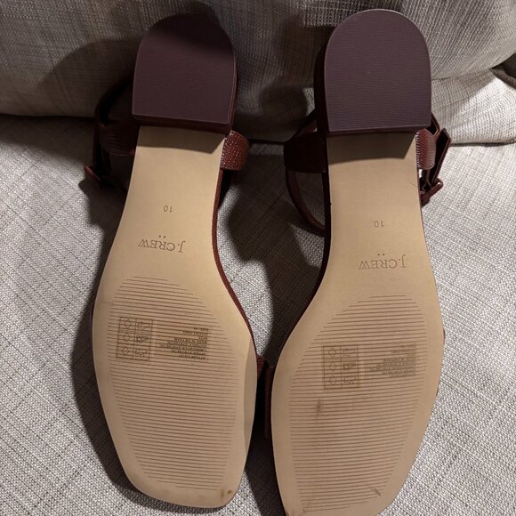 J Crew Women Textured low heel ankle-strap sandals SZ: 10 M Brown - Picture 16 of 16